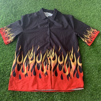flame button up shirt guy fieri