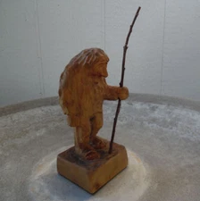 VINTAGE CARVED WOOD FIGURE NORWEGIAN TROLL FROM NORWAY, SIGNED