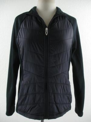 NWT $149 Women's L Spyder Nova Hybrid Black Sweater Quilted Jacket Sweater Knit