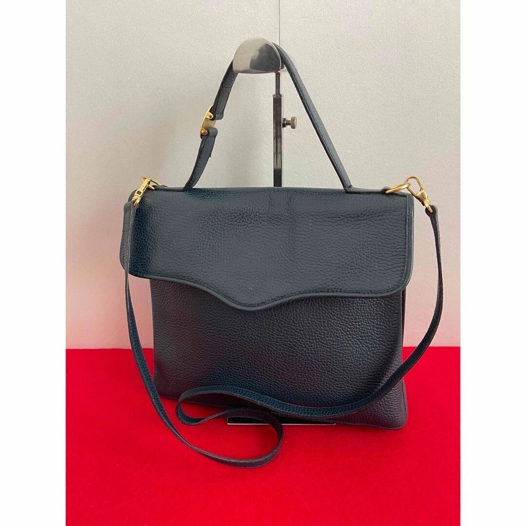VINTAGE Christian Dior sac à bandoulière cuir noir authentique 2 voies élégant 202502R