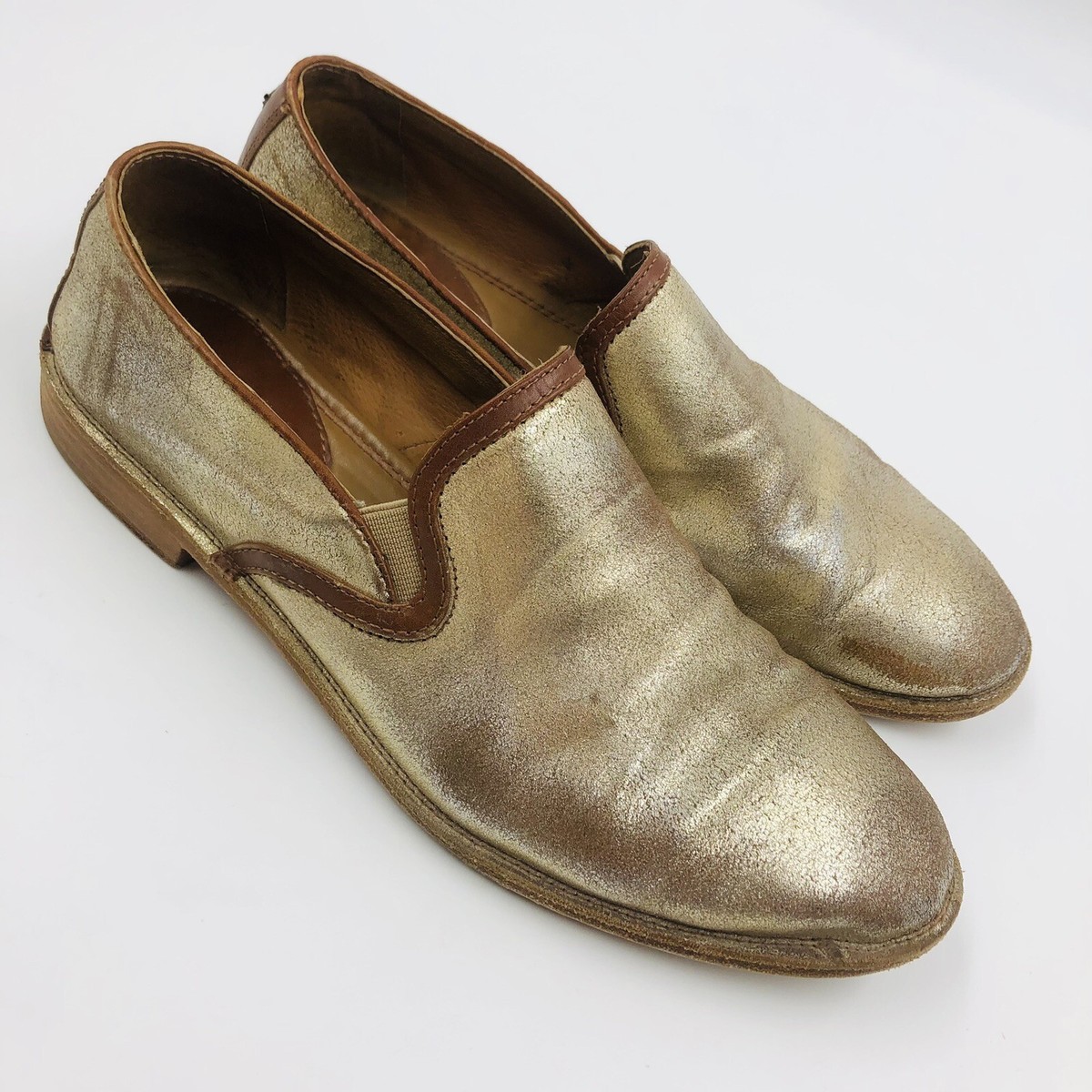 Trask Womens Size 7 M Ali Gold Leather Slip On Loafers Flats  display picture 3
