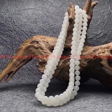 Fashion Women's Jewelry 8mm Natural White Jade Round Gems Beads Necklace 18"