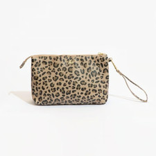 Freshly Picked Leopard Classic Zip Pouch Wristlet with Gold Hardware