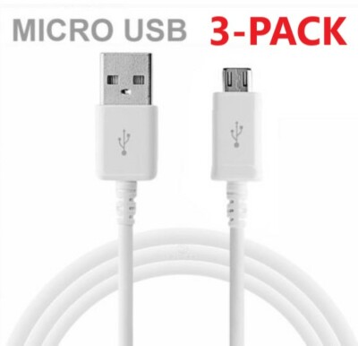 3x Pack Micro USB Fast Charging Cable Cord For Samsung Android Phone Charger 
