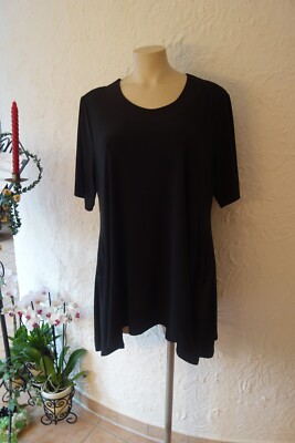 MAGNA Tunika 60 62 NEU schwarz MEGA A-Form Stretch Taschen Kurzarm LAGENLOOK