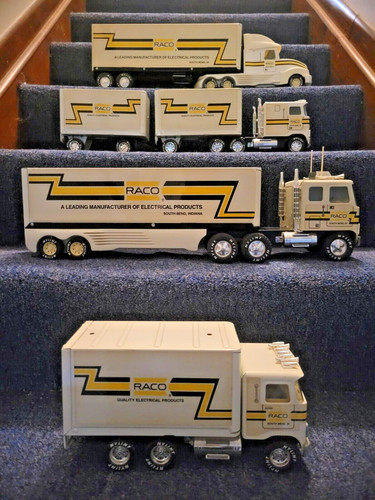 RACO Set of 4 STEEL MODEL TRUCKS QUALITY ELECTRICAL PRODUCTS Original Owner!
