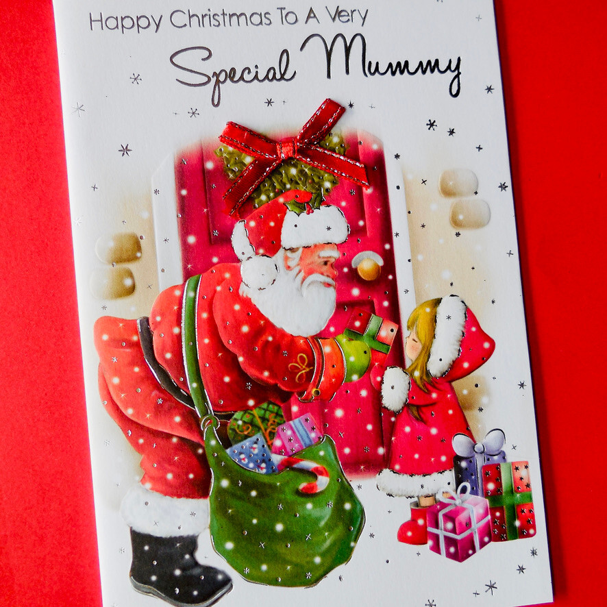 To A Very Special Mummy Christmas Card Father Xmas Santa Present Snow 19x13cm