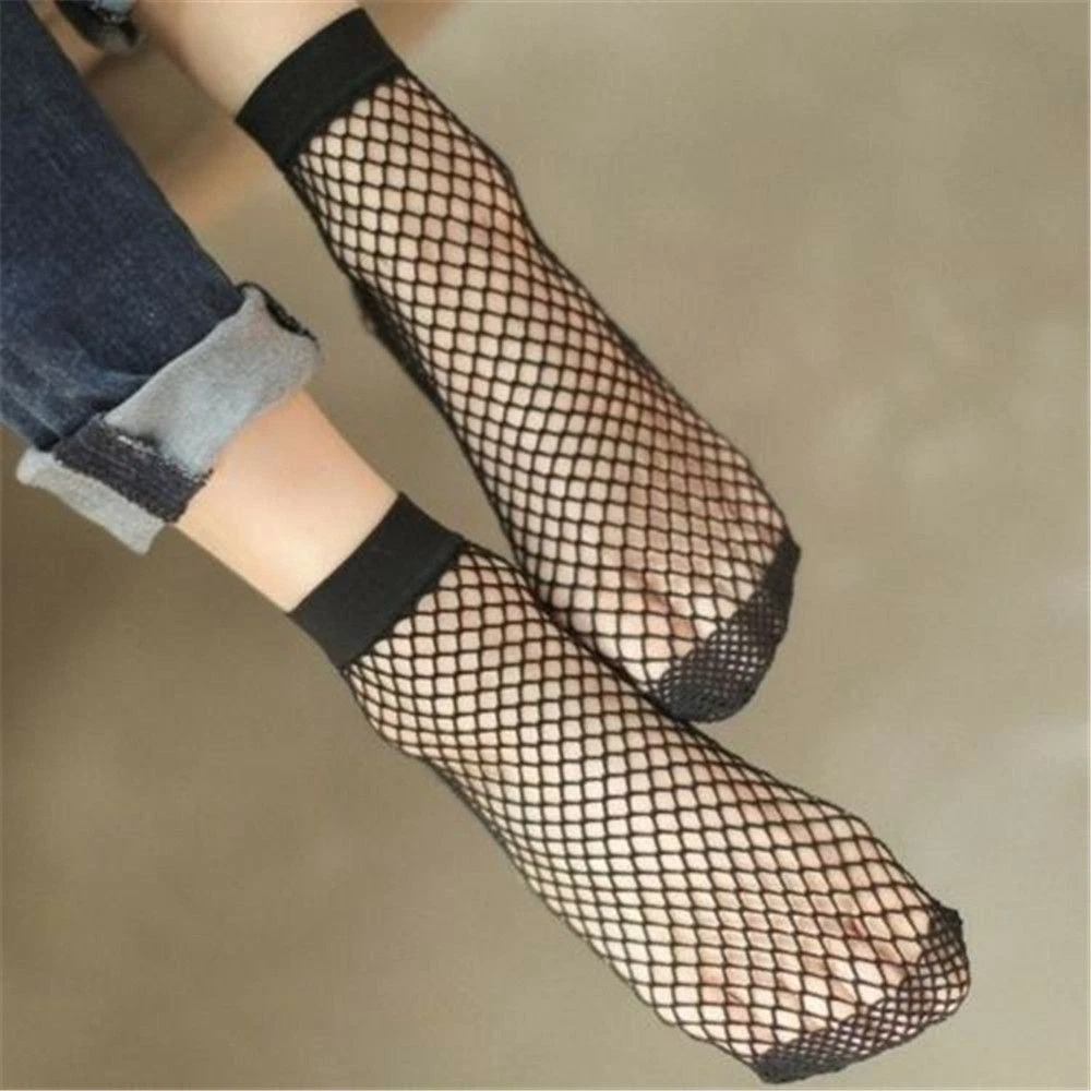High Sexy Breathable Women Socks Fishnet Mesh Net Lace Ankle Socks Short Crew