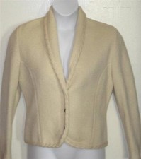 Talbots misses sz 8P 8 petite beige 100 Merino Wool sweater jacket blazer b11