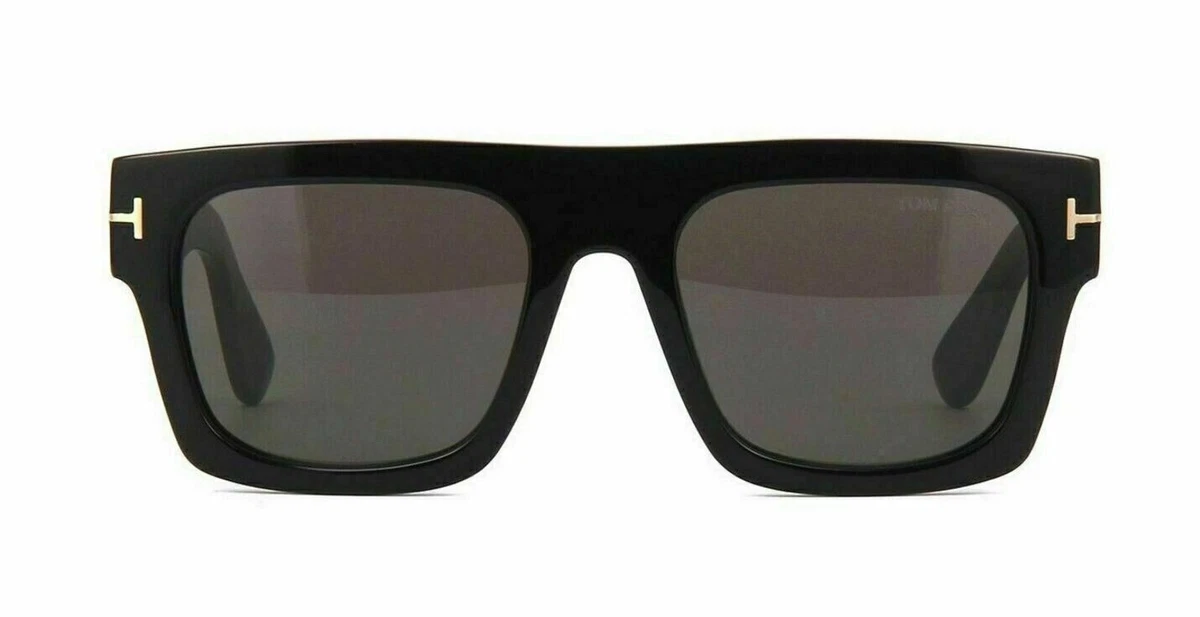 New Tom Ford Fausto Sunglasses FT0711 01A Black Gold Grey Lenses