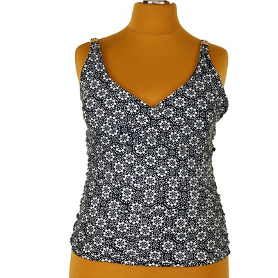 Tankini Top Größe 48 Schwarz Weiß verstellbare Träger von Matalan