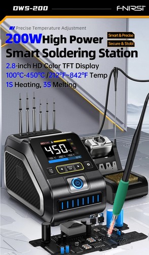 FNIRSI DWS-200 200W Soldering Iron Kit Electronics Welding Tool Adjustable Temp - Picture 7 of 15