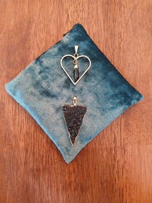 Bohemian Crystal Heart and Arrow Pendants (2)