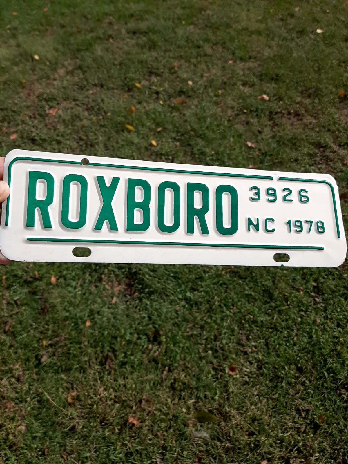Roxboro North Carolina City Tax Tag License Plate Topper 1978 3926