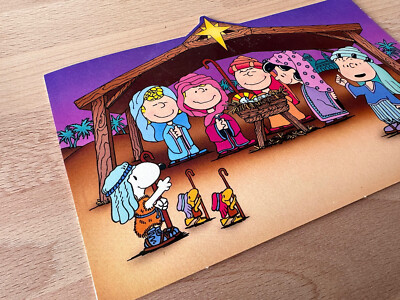 Vintage Peanuts Nativity Scene Christmas Holiday Greeting Card