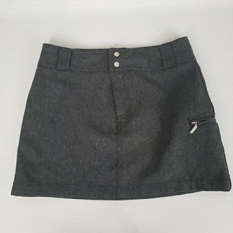 Mossimo Womens 28 Mini Skirt Dark Tweed Zip Pocket Y2K Vintage USA