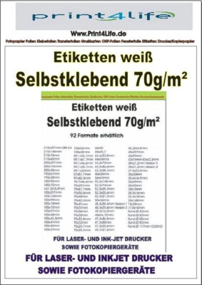 PRINT4LIFE Universal Etiketten selbstklebend 92 Formate kompatibel Avery Zweckform Herma A4