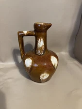 Leroux Liqueur Decanter Stoneware Jug Brown & Cream R-108 ( Z10)