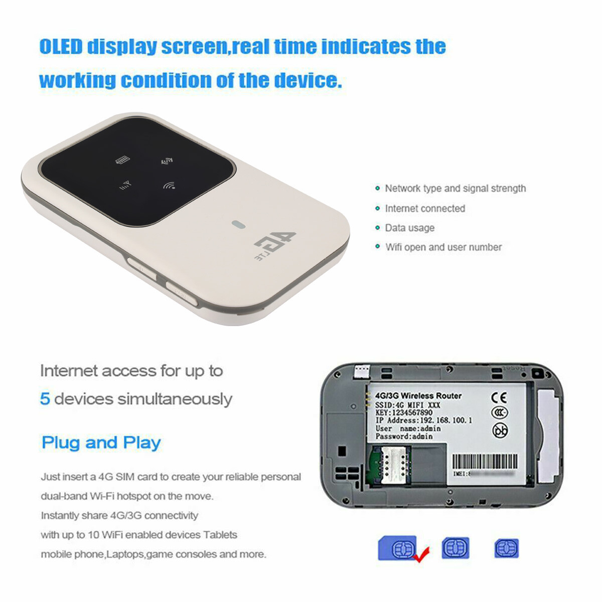 150Mbps 4G LTE Draagbare WiFi Router Mobiele Access Point