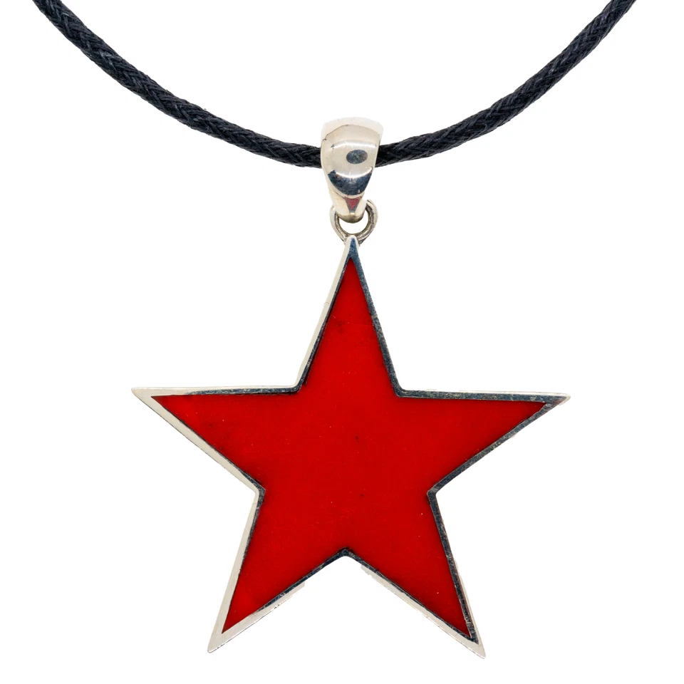 Grand Pendentif Étoile 925 Argent Et Émail Motard Communiste Che Guevara - Photo 1/4