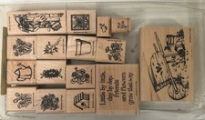 Stampin' Up Stamps 1994 Little by Little Garden Birdhouse Flowers Plant Spring