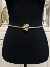 Vintage 80s Gold Tone Elephant Stretch Belt Slinky Metal Adjustable USA