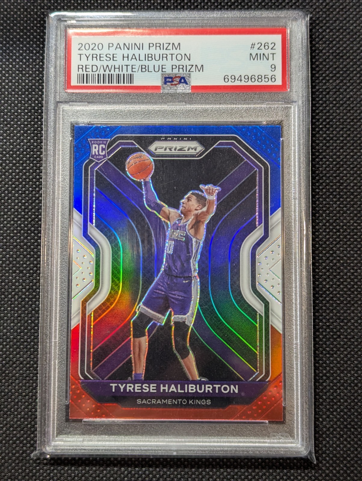TYRESE HALIBURTON 2020-21 PANINI PRIZM ROOKIE RED WHITE BLUE RC PSA 9