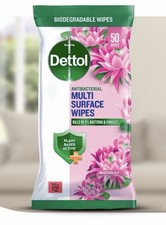 4x DETTOL ANTIBACTERIAL DISINFECTANT WIPES WATERLILY 50S