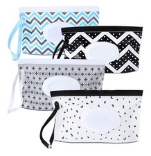 4 Pack Baby Wipe Dispenser Portable Refillable Wet Wipes Travel Pouch Holder