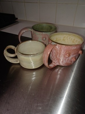 Art Pottery Coffee/Tea Mug/Cup Gray With Brown Speckles Marked On Bottom