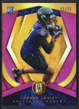 2018 Panini Gold Standard Football Card Rose Gold #189 Jordan Lasley 05/25