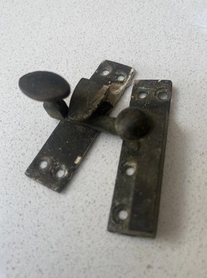 Antiker Vintage Flügel Messing Hebelschloss und Halter - schöne Patina - Unikat 