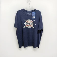 Life Is Good Game On Mens XL Baseball Blue Crew Neck Short Sleeve  T Shirt NWT