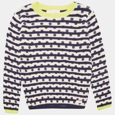 Burberry Children WhiteNavy Blue Cotton Full Sleeve Sweater 8 Yrs