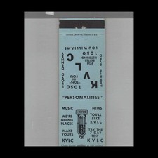 Matchbook Cover Radio Station KVLC AM 1050 Lou Williams #0