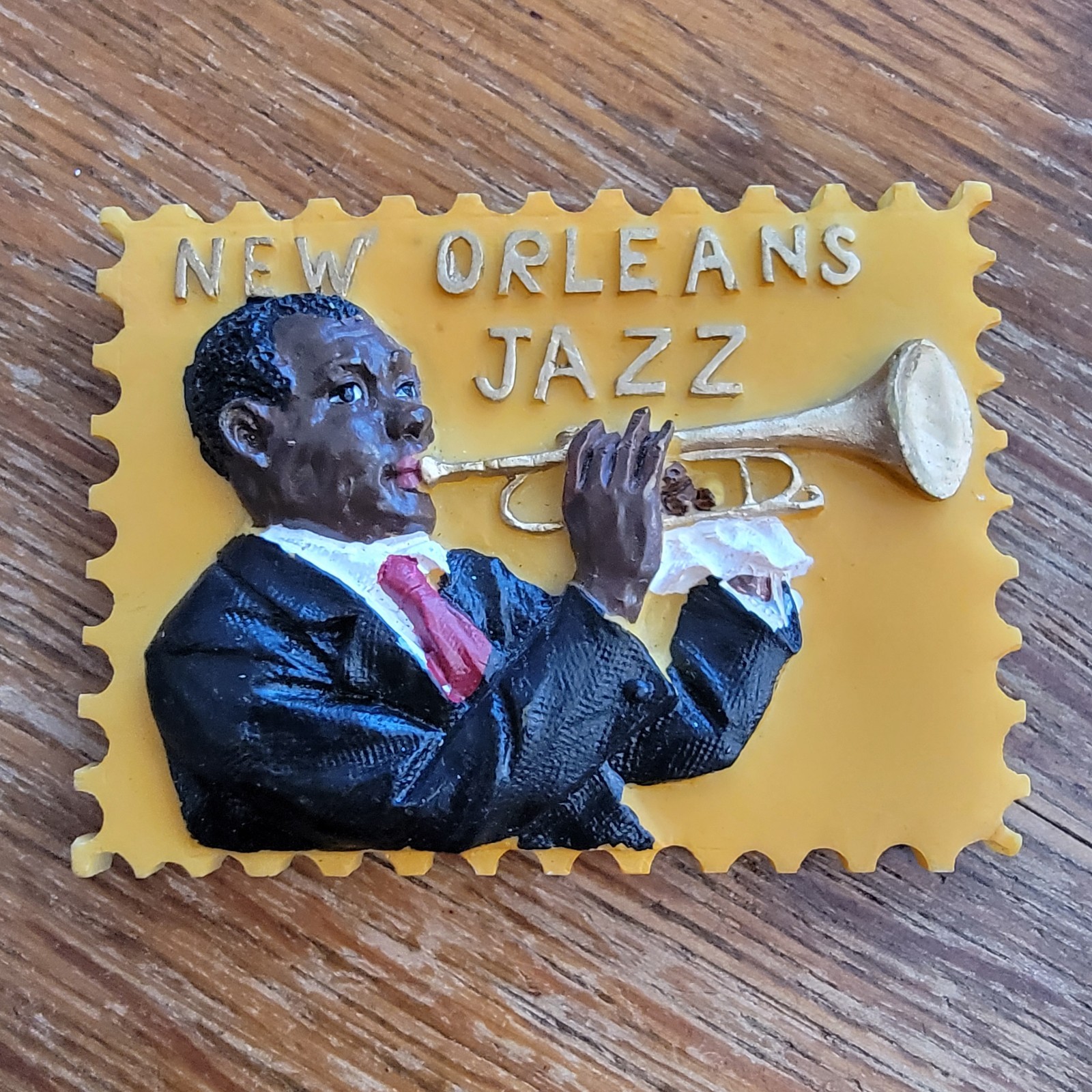 Vintage New Orleans Jazz Trumpet Player 3D Relief Refrigerator Magnet Souvenir