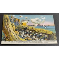 Cartolina Una Divisione Austriaca Attacca l'Isoletta di Pelagosa