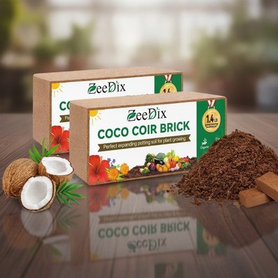 2 Pcs Coco Coir Brick for Plants- 100% Organic Coconut Coir for Garden Soil &...