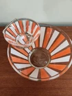 Mid Century Modern Chip & Dip Bowls MCM Set Orange And White
