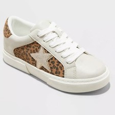 art class Girls Big Kids' Kaitlyn Leopard Brown Beige Court Sneakers Shoes Sz 4