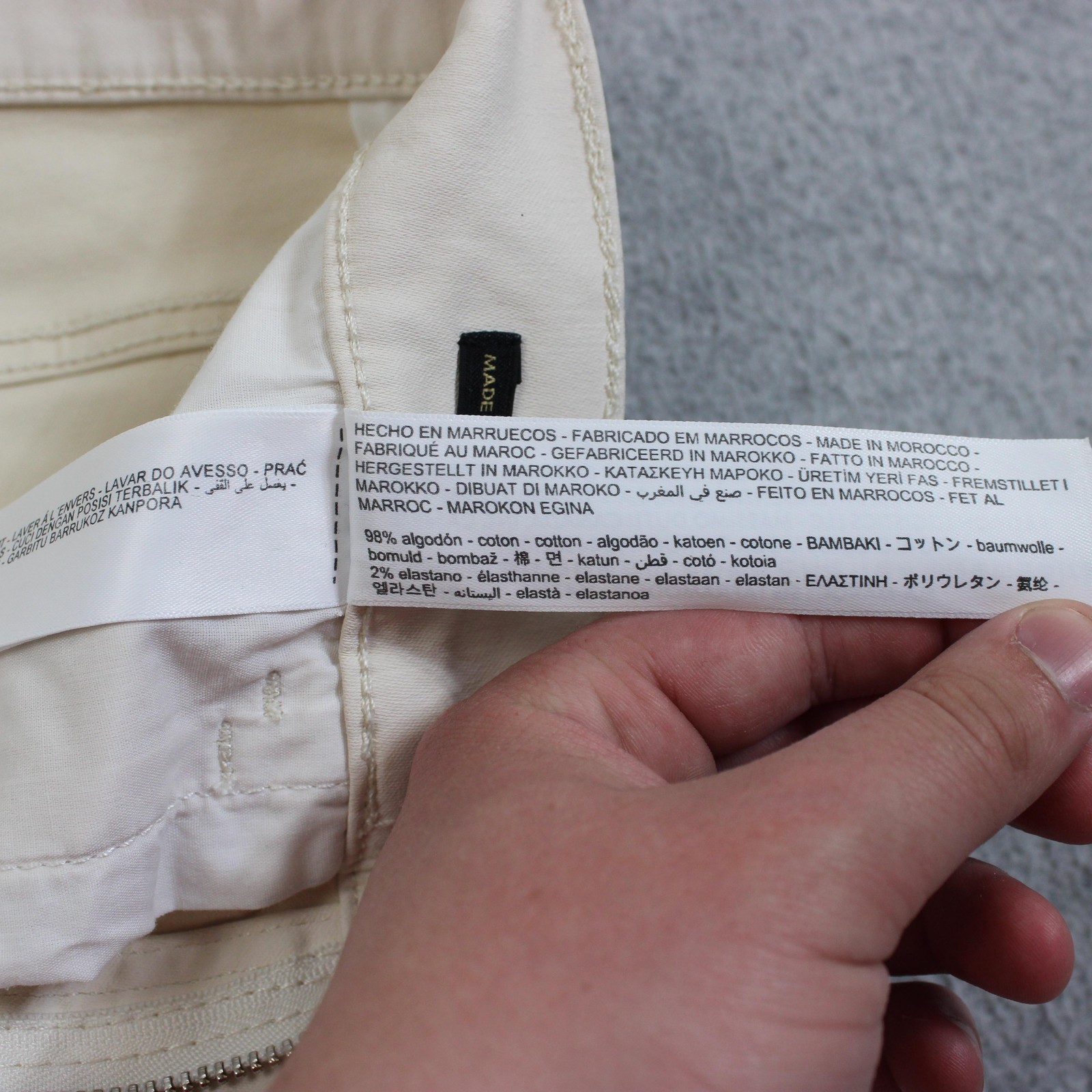 Massimo Dutti Waxed Cotton Jeans Women 4 White Slim Straight Stretch Denim Pant image 5