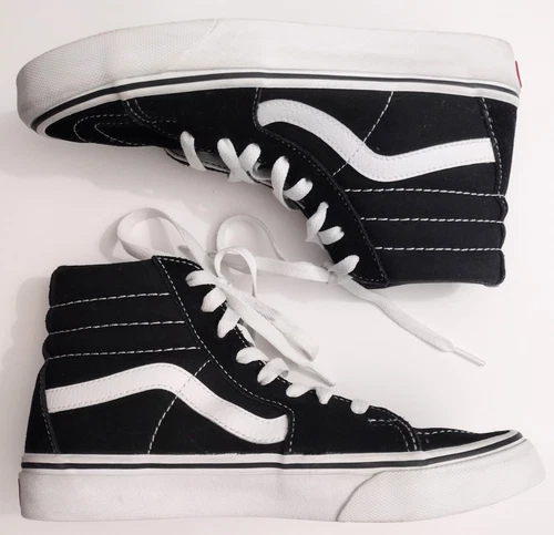 Vans SK8 Hi High Top 721454 Nero Scamosciato Tela Scarpe Sneakers Skateboard M5.5 W7