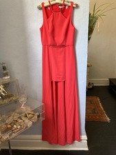 NWT Halston Heritage Sleeveless Crepe High/Low Gown in Pink Coral [SZ 4 ] #M420