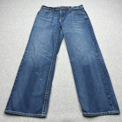 BKE Seth Jeans Men's 34x32* Dark Wash Straight Leg Loose Fit Stretch Whiskered