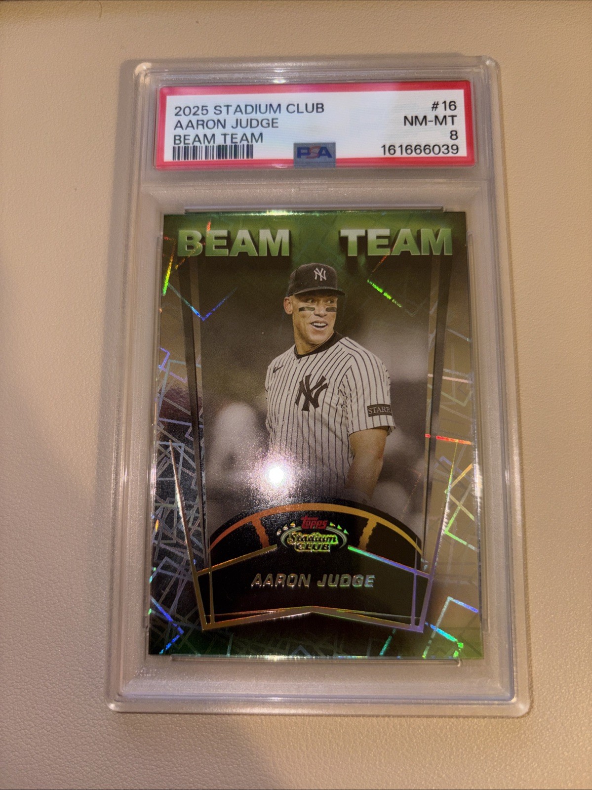Aaron Judge #BT-16 Baseball Cards 2025 Topps Stadium Club Beam Team trading card — raw and PSA graded price guide