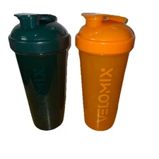 velomix 2-pack 28oz leak-proof protein shaker bottles w/ wire whisks
