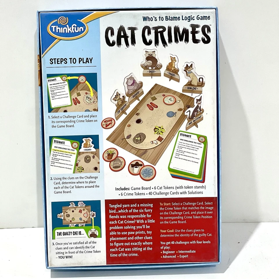 Juego de mesa de lógica ThinkFun Cat Crimes Who's to Blame Foto 4 de 4