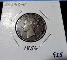 1856 Great Britain SHILLING VICTORIA England -UK Coin KM# 734.1