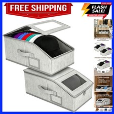 2-Pack Clear Flip-Top Hat Storage Box Stackable, Closet Organizer, Holds 24...