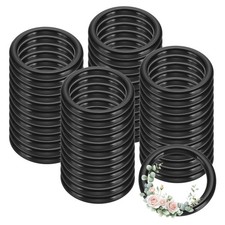 48 Pcs Dream Catcher Rings, 1.1 Inch Floral Macrame Plastic O Rings, Black